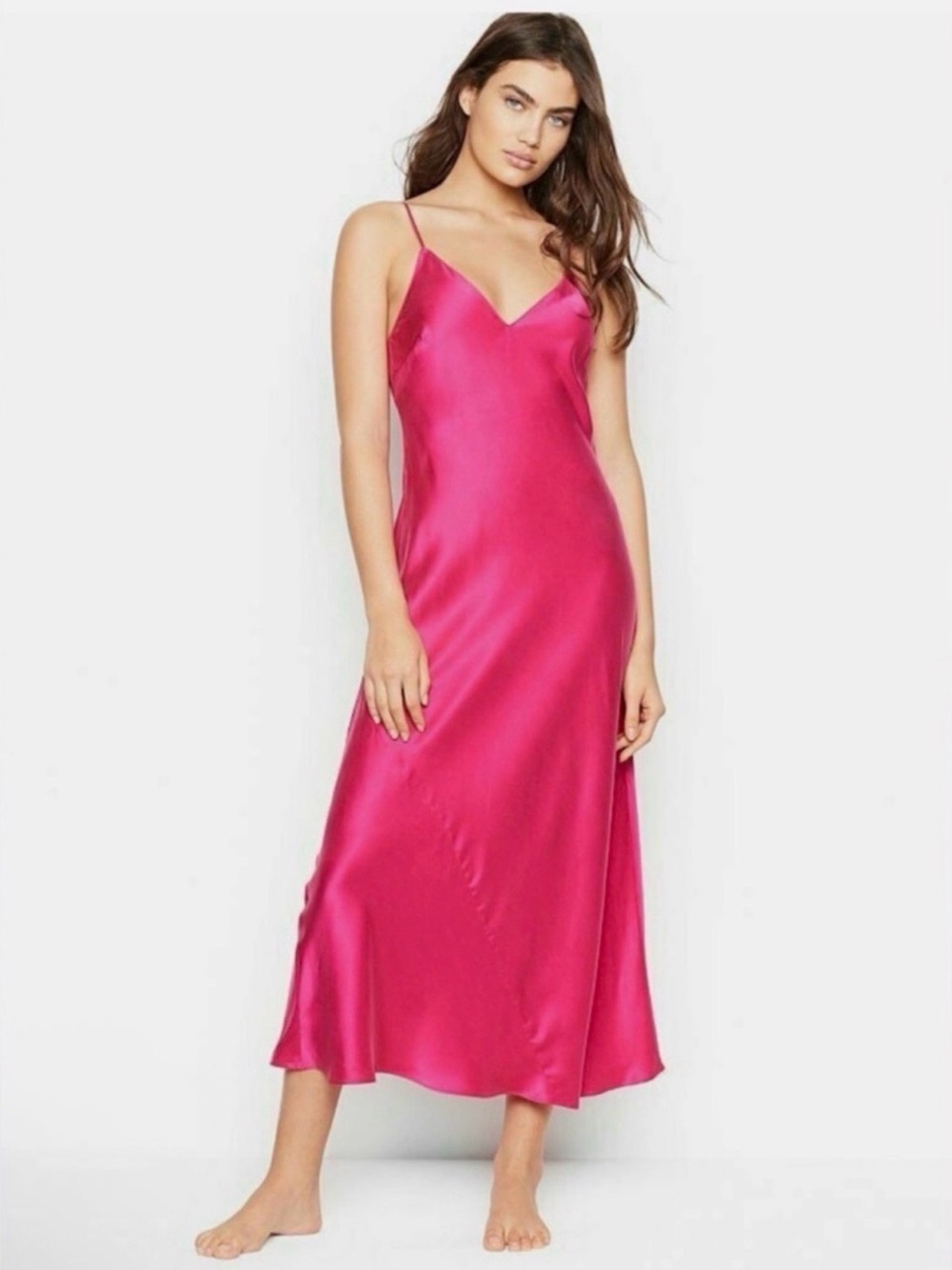 Victoria's Secret Fuchsia Satin Slip Chemise